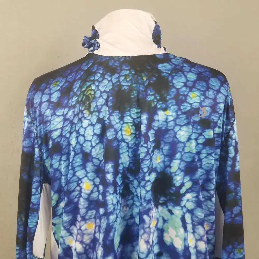 Reel Legends Shirt Mens XL Blue White Long Sleeve Fishing Gaiter REEL-TEC‎